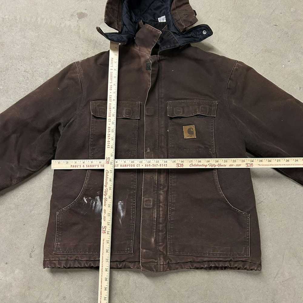 Carhartt × Vintage Brown hooded Carhartt jacket s… - image 5