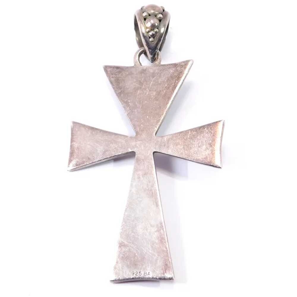 Sterling Silver Moonstone Hobnail Cross Pendant - image 4