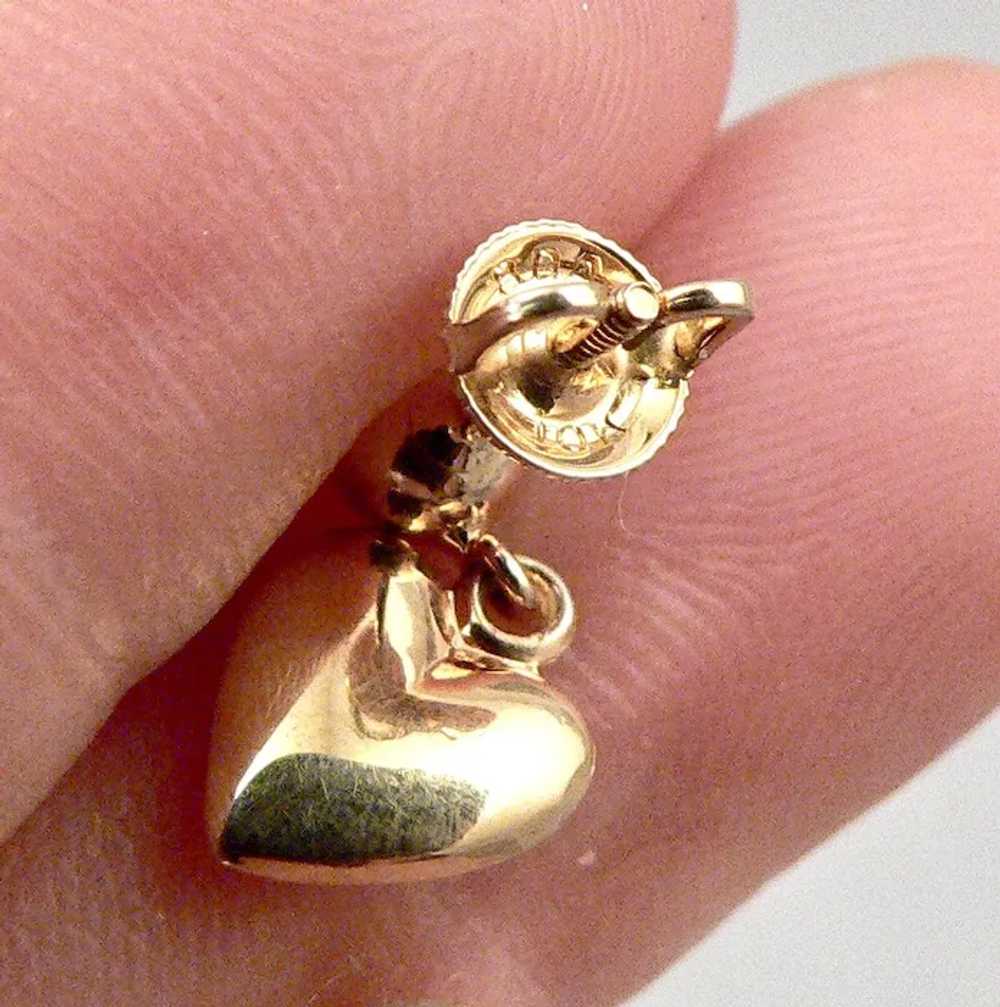 Vintage 10K Yellow GOLD Puffy Heart Dangle Pierce… - image 6