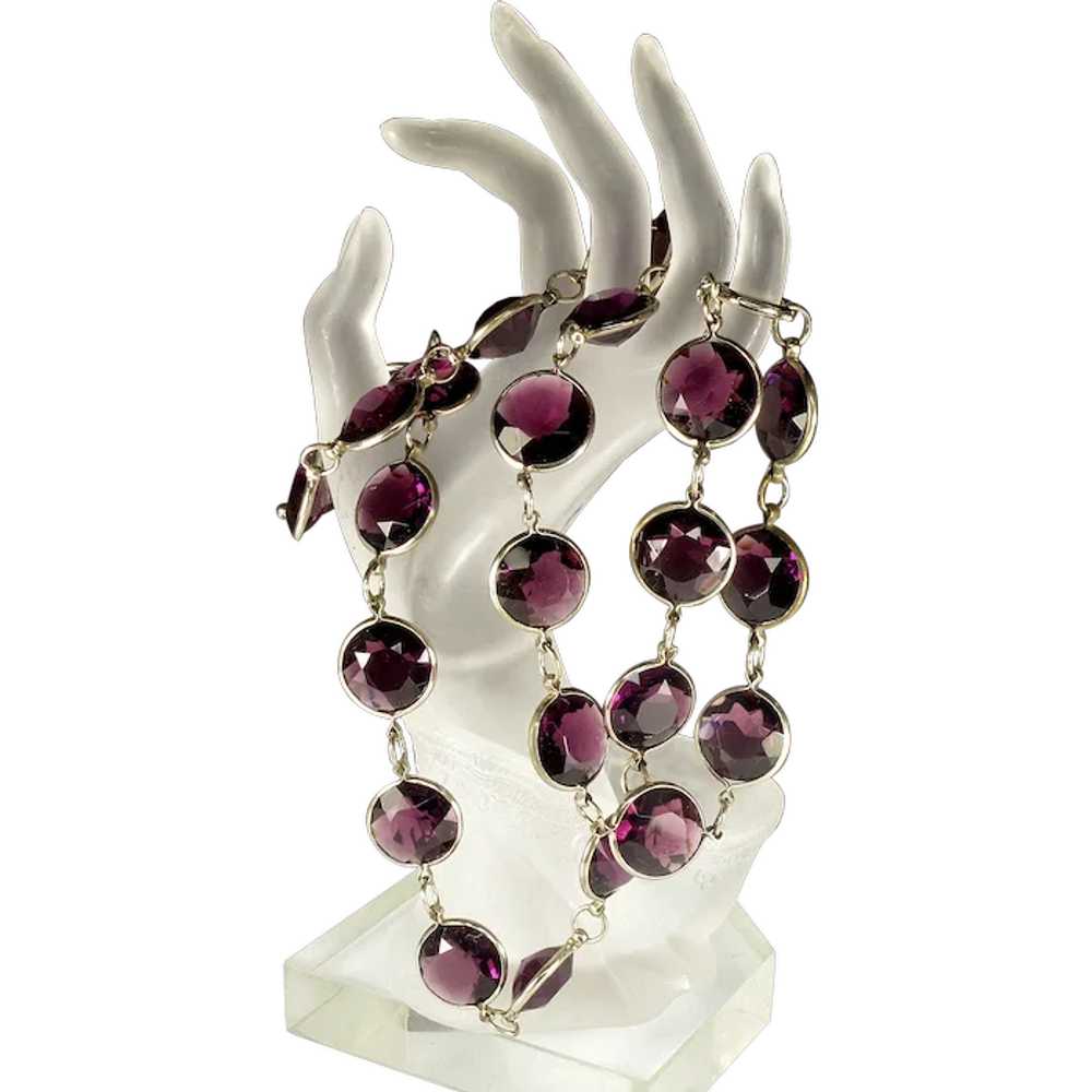 Art Deco Bezel Set Purple Glass Necklace C.1920 - image 1