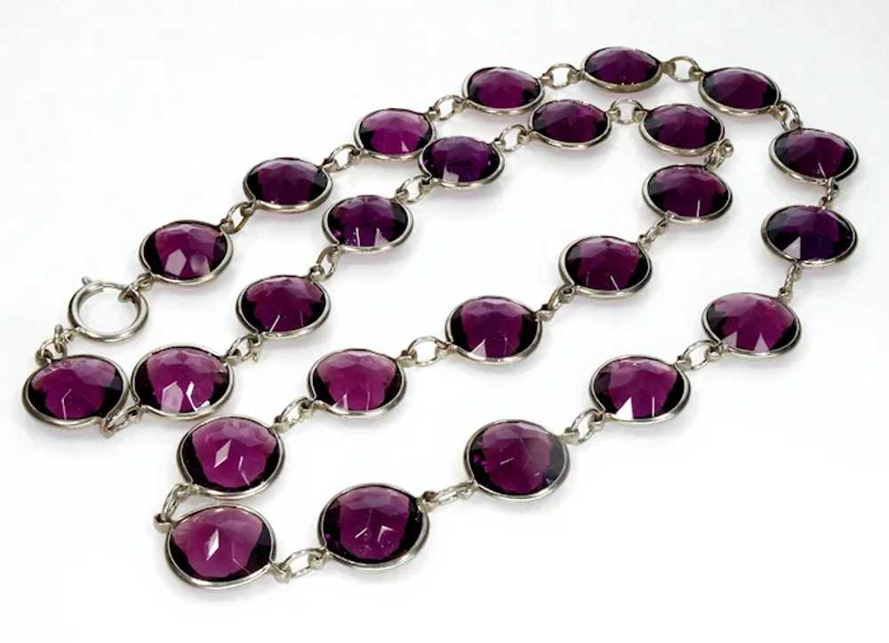 Art Deco Bezel Set Purple Glass Necklace C.1920 - image 8