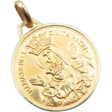 Religious Madonna and Child 18-Karat Gold Medallio