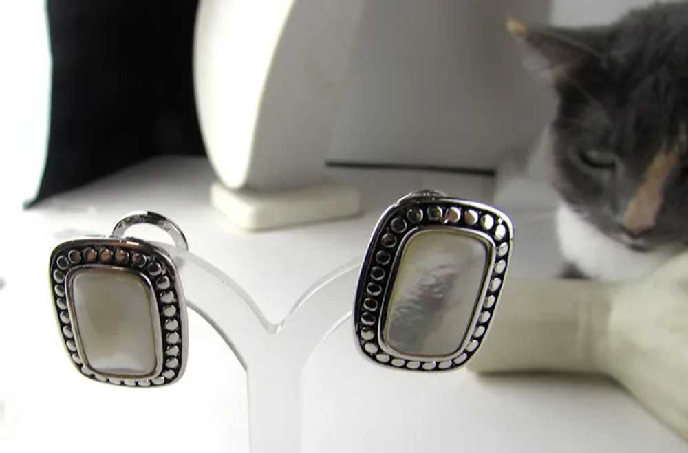 Sterling Silver Mother of Pearl Earrings Pierced … - image 10