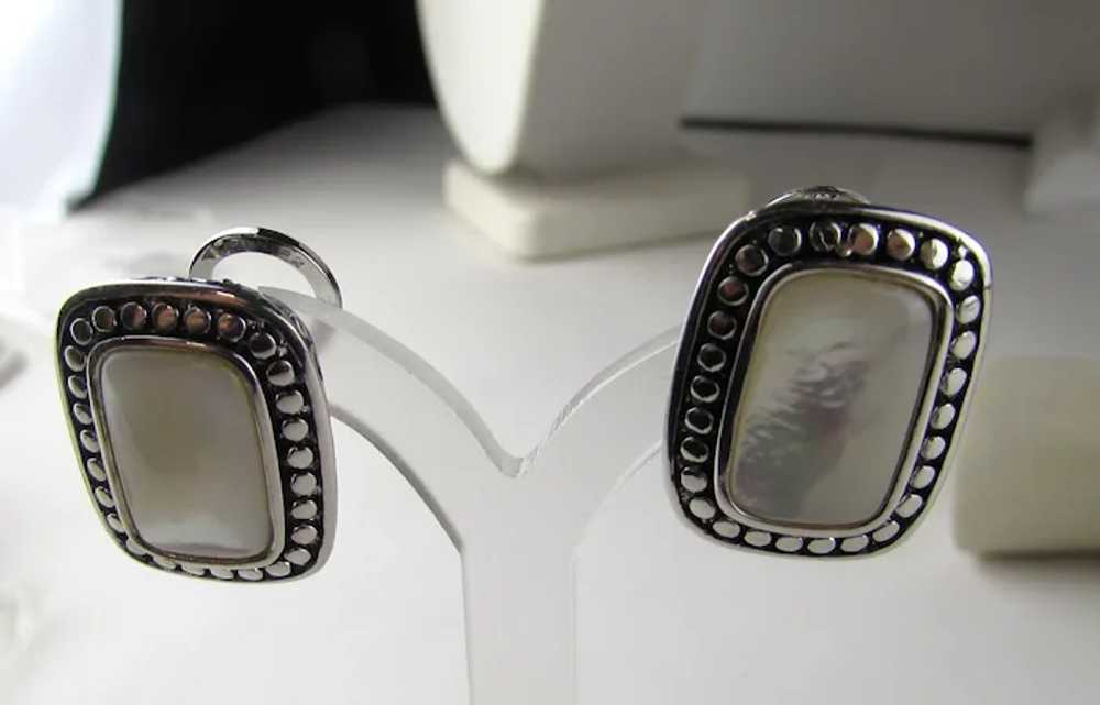 Sterling Silver Mother of Pearl Earrings Pierced … - image 2