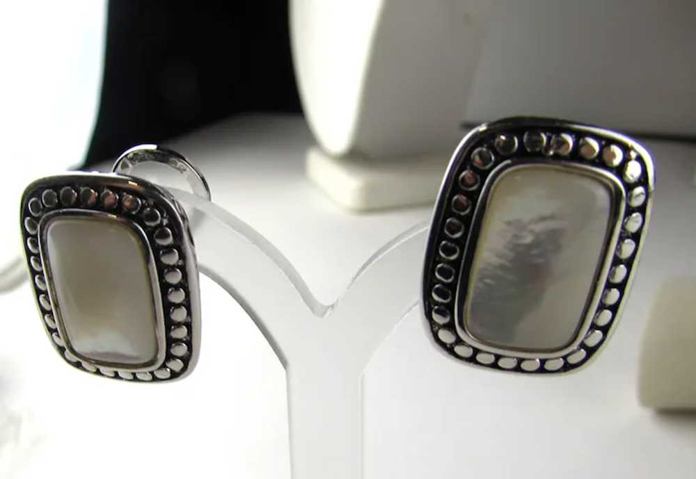 Sterling Silver Mother of Pearl Earrings Pierced … - image 7