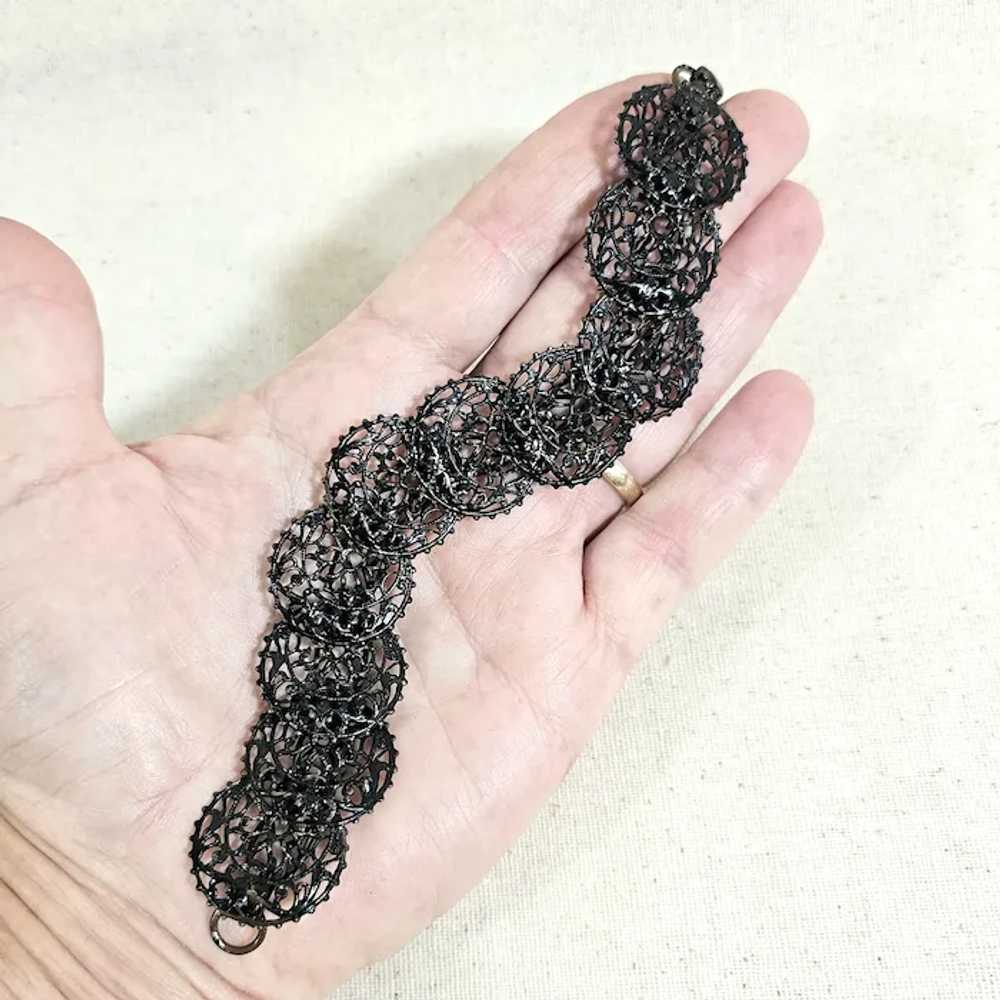 Unique Early Articulated Japanned Floral Filigree… - image 6