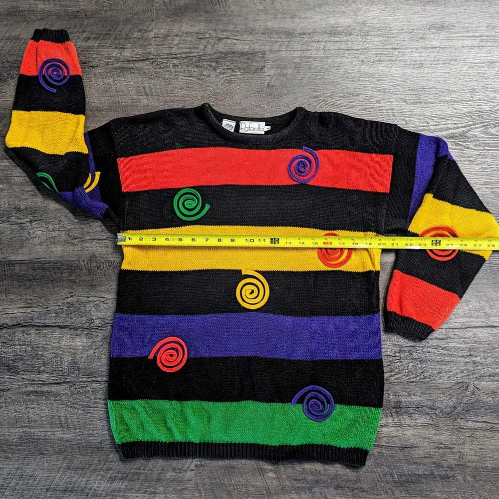 Vintage 1980s Funky Spiral Knit Rafaella Rainbow … - image 8