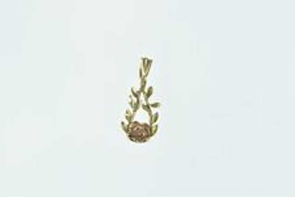 14K Two Tone Rose Flower Black Hills Charm/Pendan… - image 1