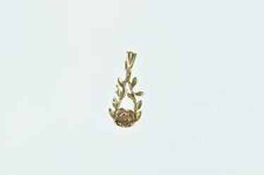 14K Two Tone Rose Flower Black Hills Charm/Pendan… - image 1