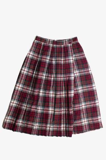 Vintage Plaid Wool Midi Skirt (1980s) - image 1