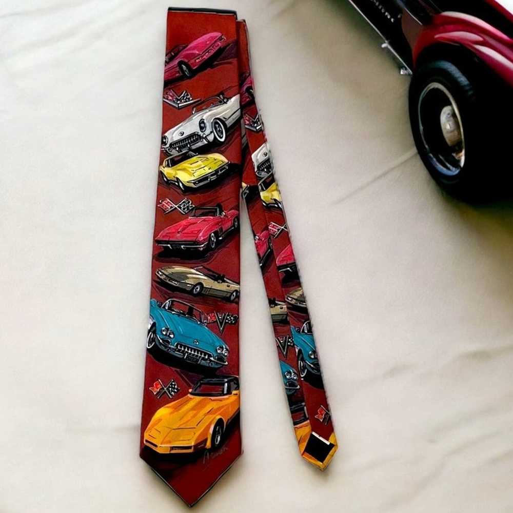 Ralph Marlin Necktie Mens Vintage Corvette Car Ti… - image 1