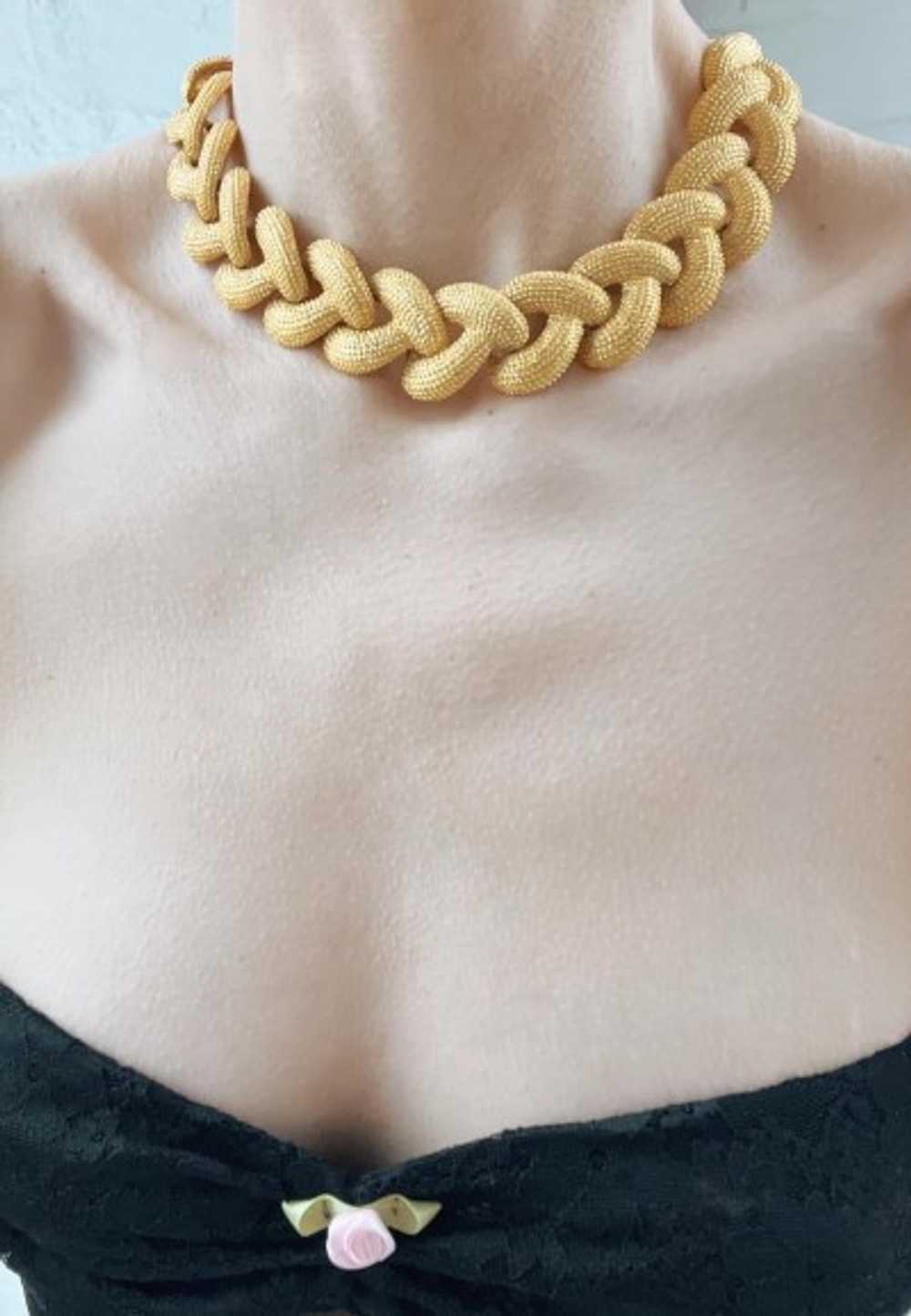 gold tone braided necklace - image 2