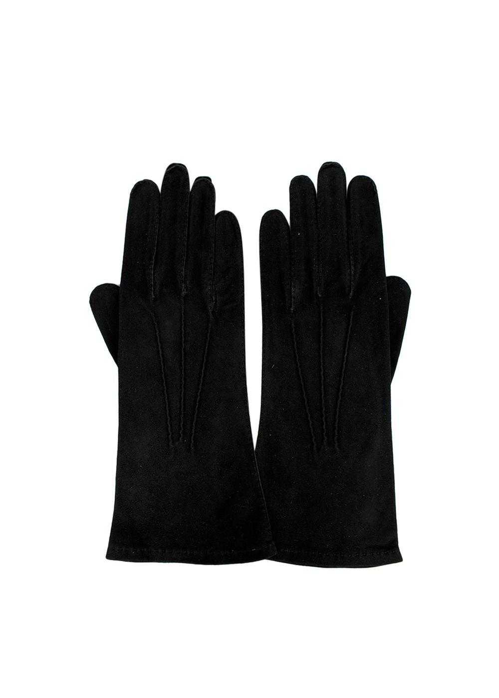Managed by hewi Hermes Vintage Black Suede Gloves - image 3
