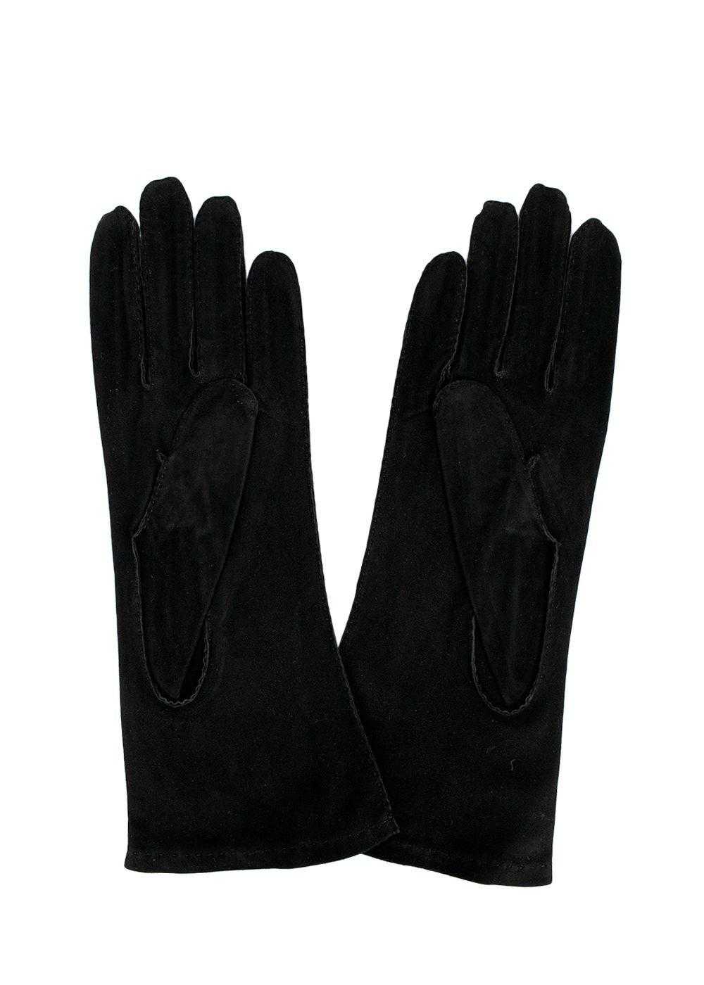 Managed by hewi Hermes Vintage Black Suede Gloves - image 4