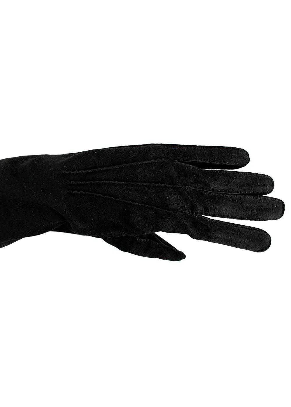 Managed by hewi Hermes Vintage Black Suede Gloves - image 5