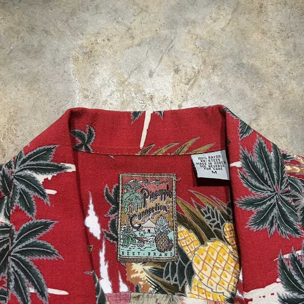 Vintage 2000s Pineapple Connection Red Rayon Hawa… - image 3