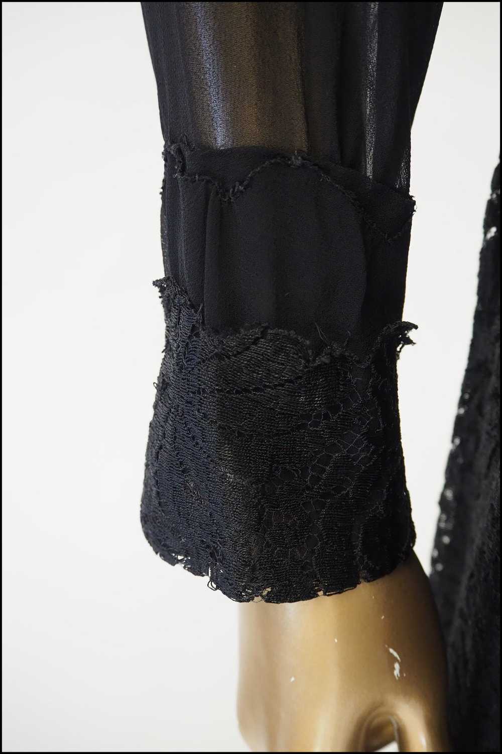 Vintage 1930s Black Chiffon Lace Dress - image 5