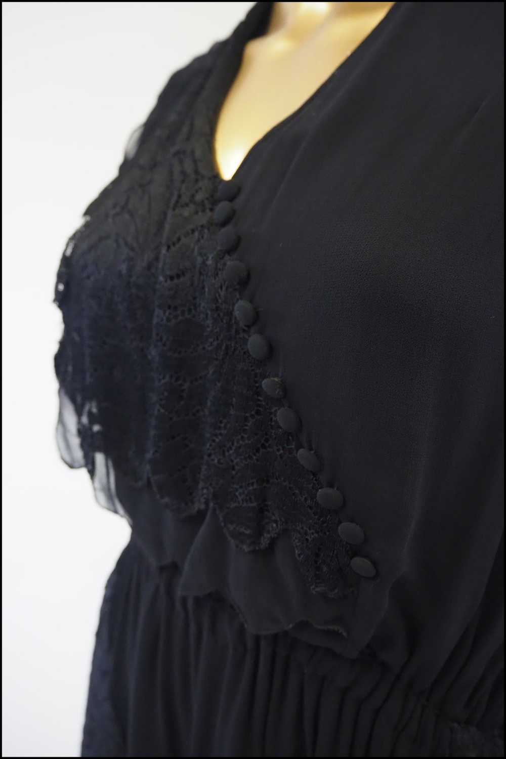 Vintage 1930s Black Chiffon Lace Dress - image 7