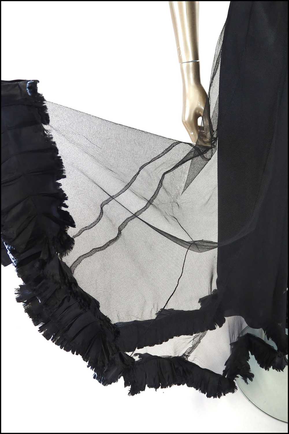 Vintage 1930s Black Sequin Tulle Dress - image 5