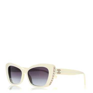 CHANEL Acetate Pearl Cat Eye CC Sunglasses 5481-H… - image 1