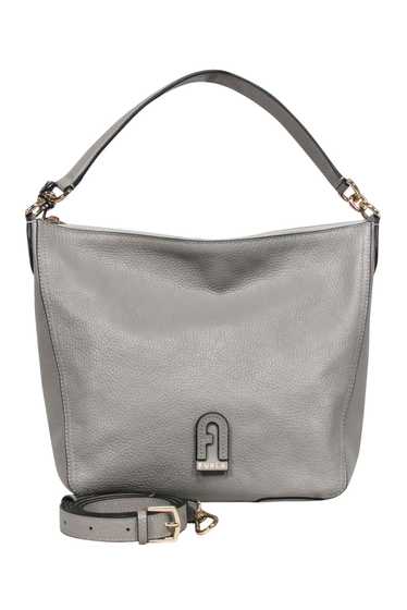 Furla - Light Grey Pebbled Leather Shoulder Bag
