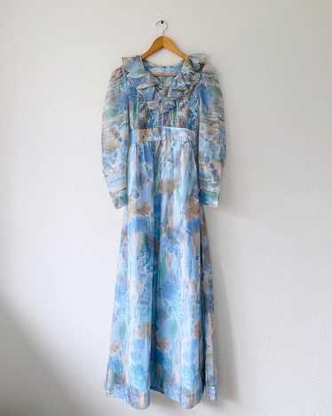 Candi Jones 1970s blue waterfall gown (XS) | Used,