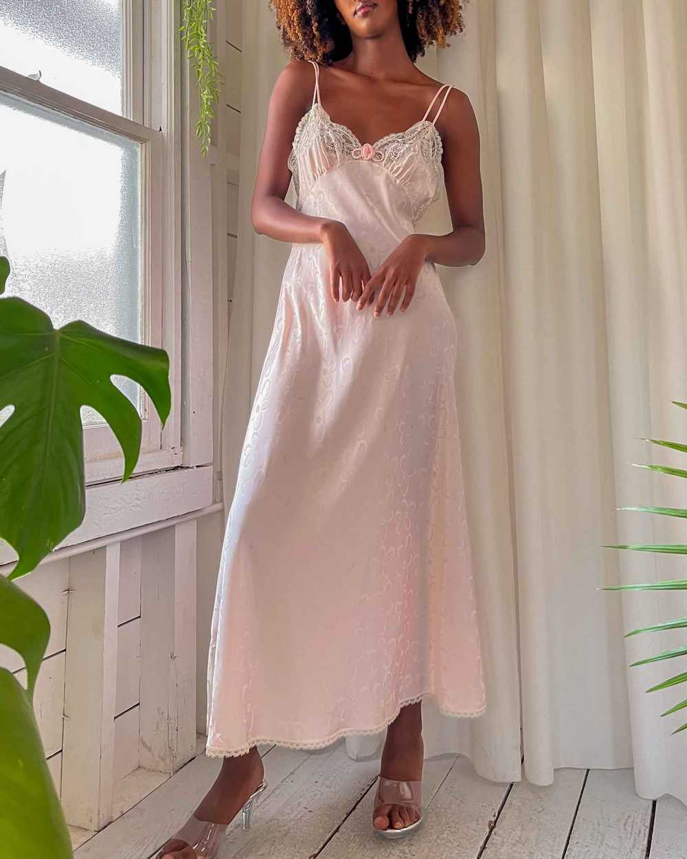 80s Dior Floral Satin Slip Dress - image 2