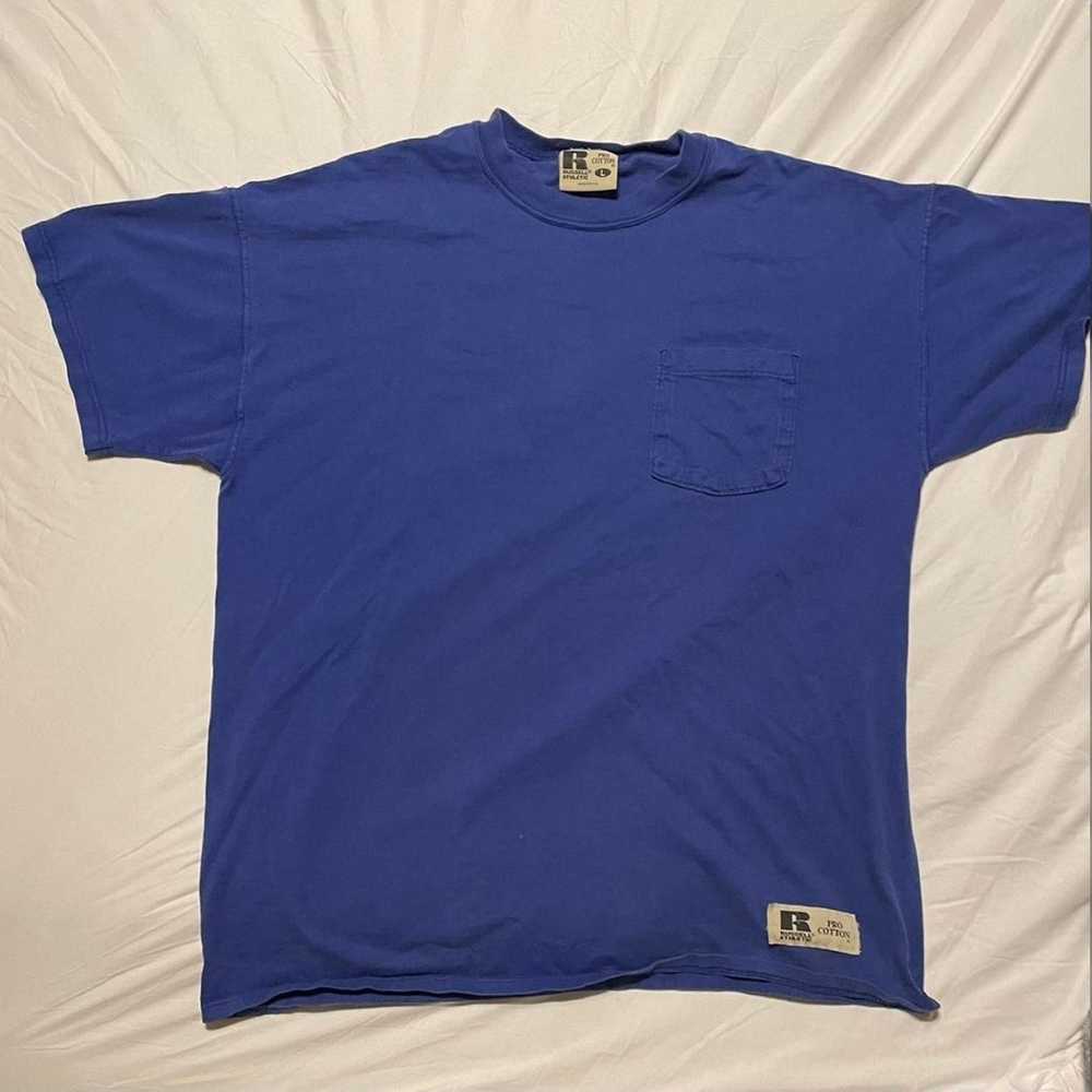 vintage russell athletic blue pocket tee •size L - image 1