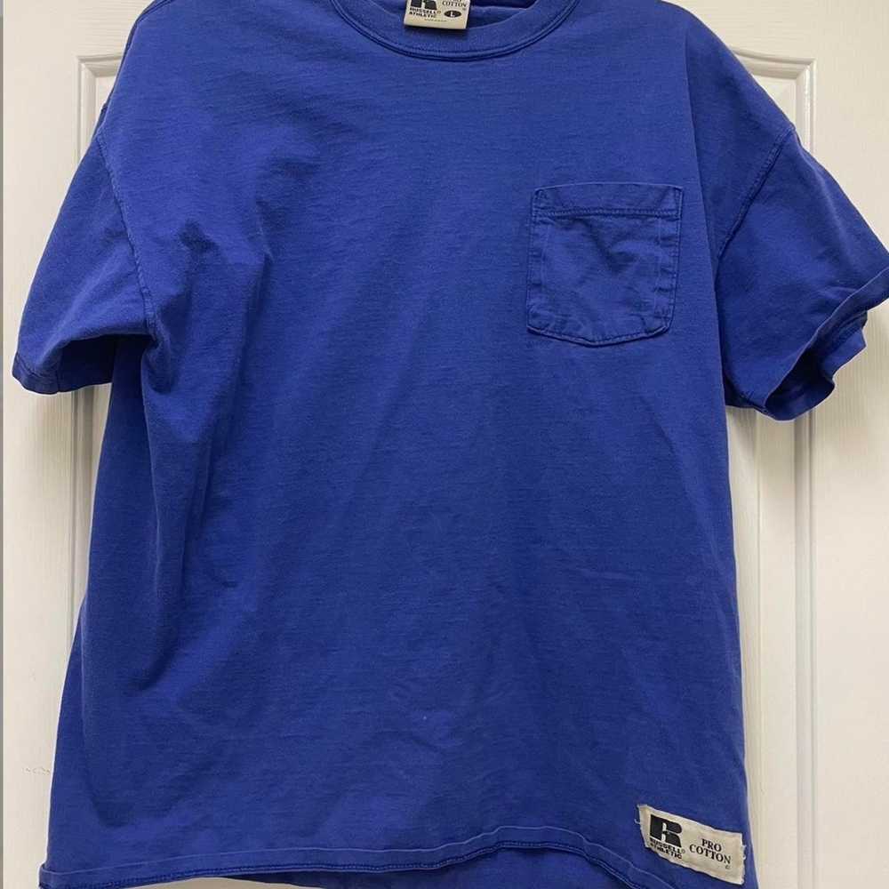 vintage russell athletic blue pocket tee •size L - image 5