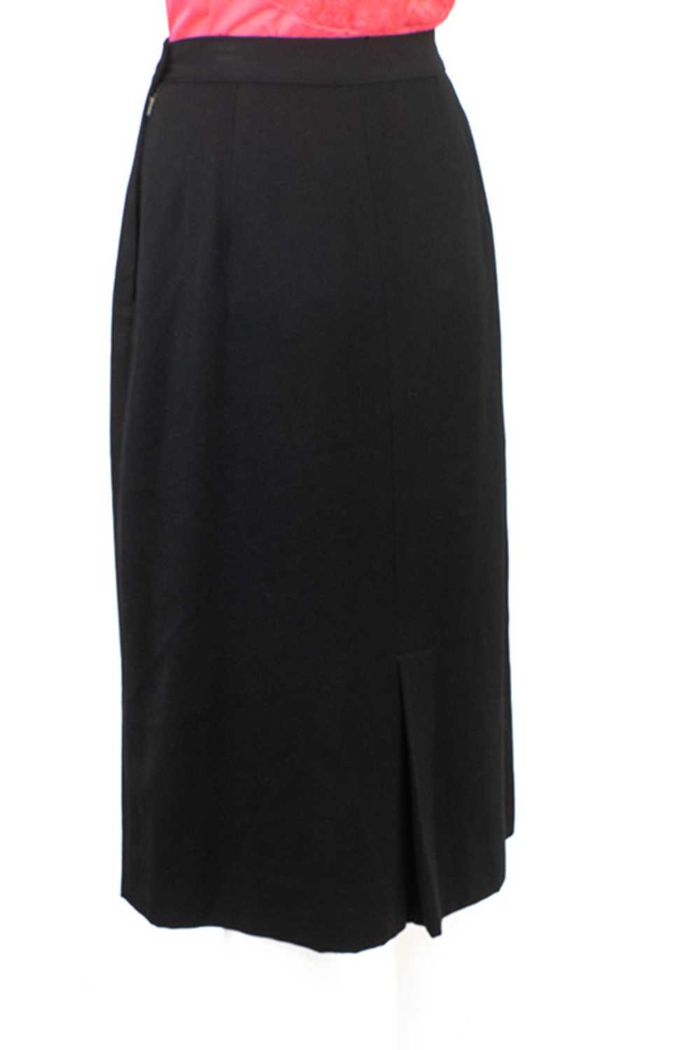 1950s Black Wool Gabardine Pencil Skirt - image 3