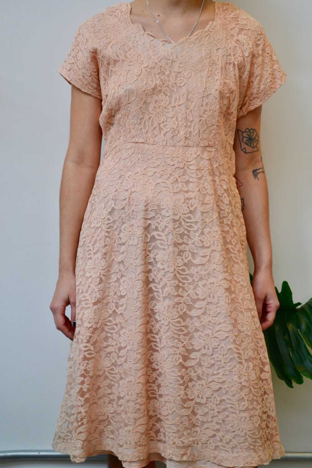 Fifties Blush Lace Dress - image 2