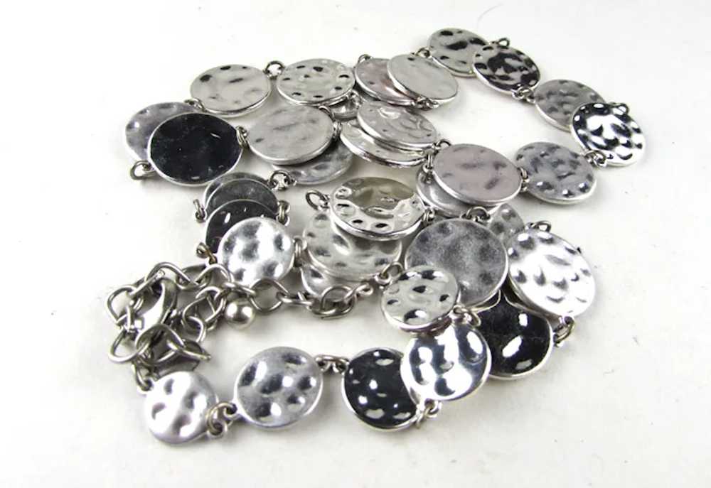 Chico Silver Tone Chain with  Textured Discs - image 10