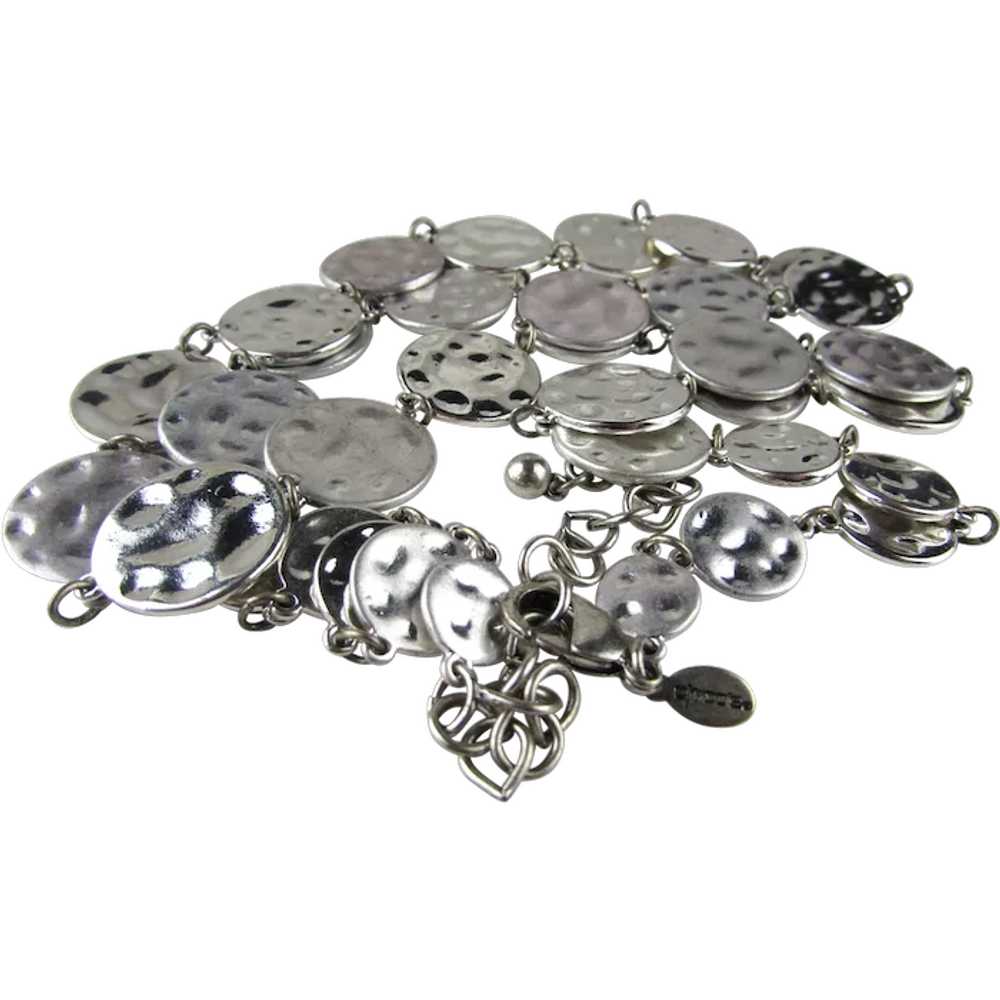 Chico Silver Tone Chain with  Textured Discs - image 1