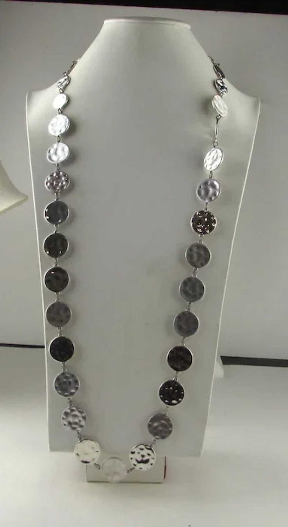 Chico Silver Tone Chain with  Textured Discs - image 2