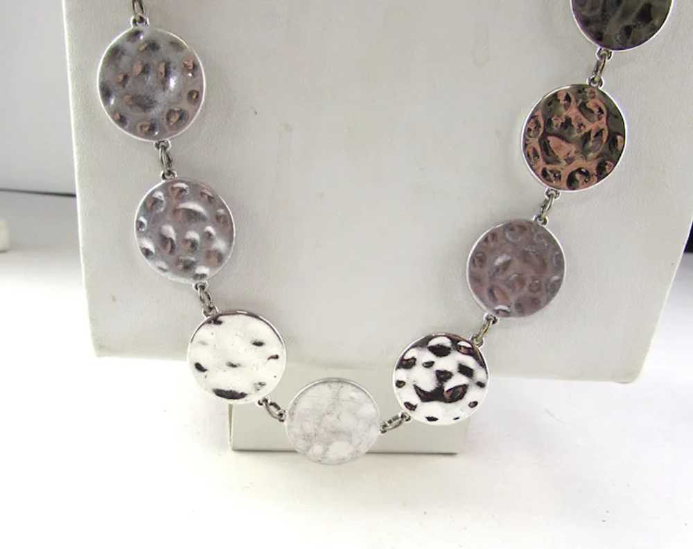 Chico Silver Tone Chain with  Textured Discs - image 3