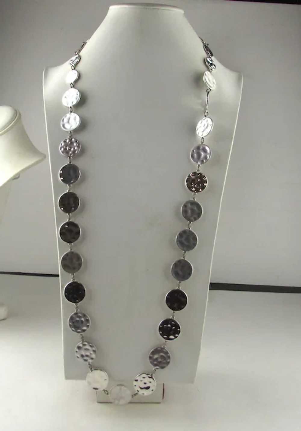 Chico Silver Tone Chain with  Textured Discs - image 4