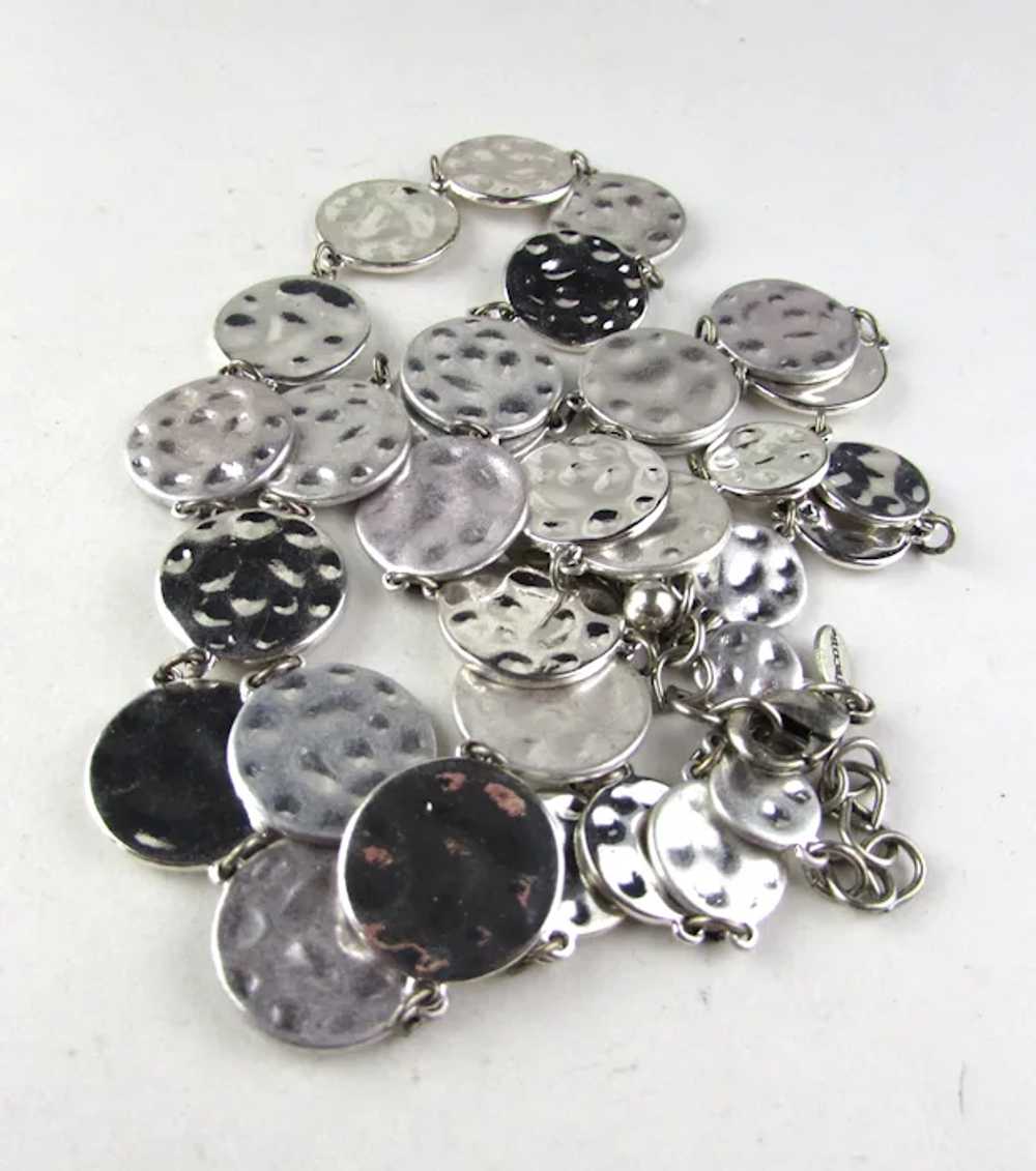Chico Silver Tone Chain with  Textured Discs - image 7