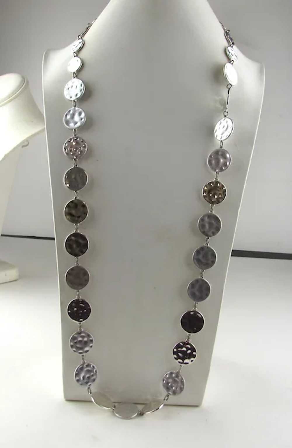Chico Silver Tone Chain with  Textured Discs - image 9