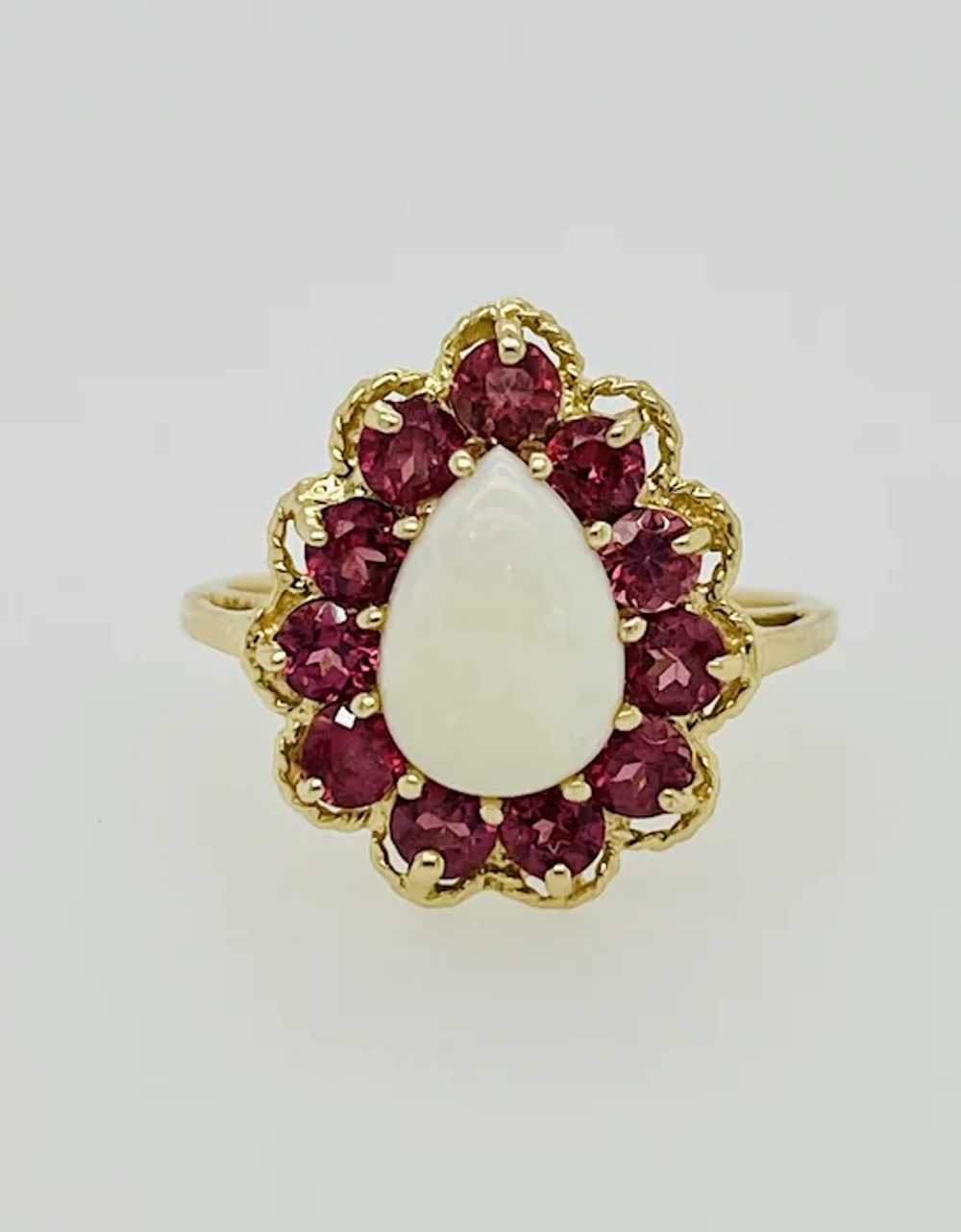 Vintage Pear Opal and Pink Tourmaline 14k Yellow … - image 2