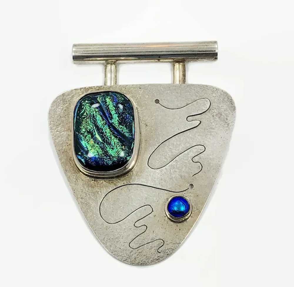 Dichroic Glass Pendant, Sterling Silver, Vintage … - image 2
