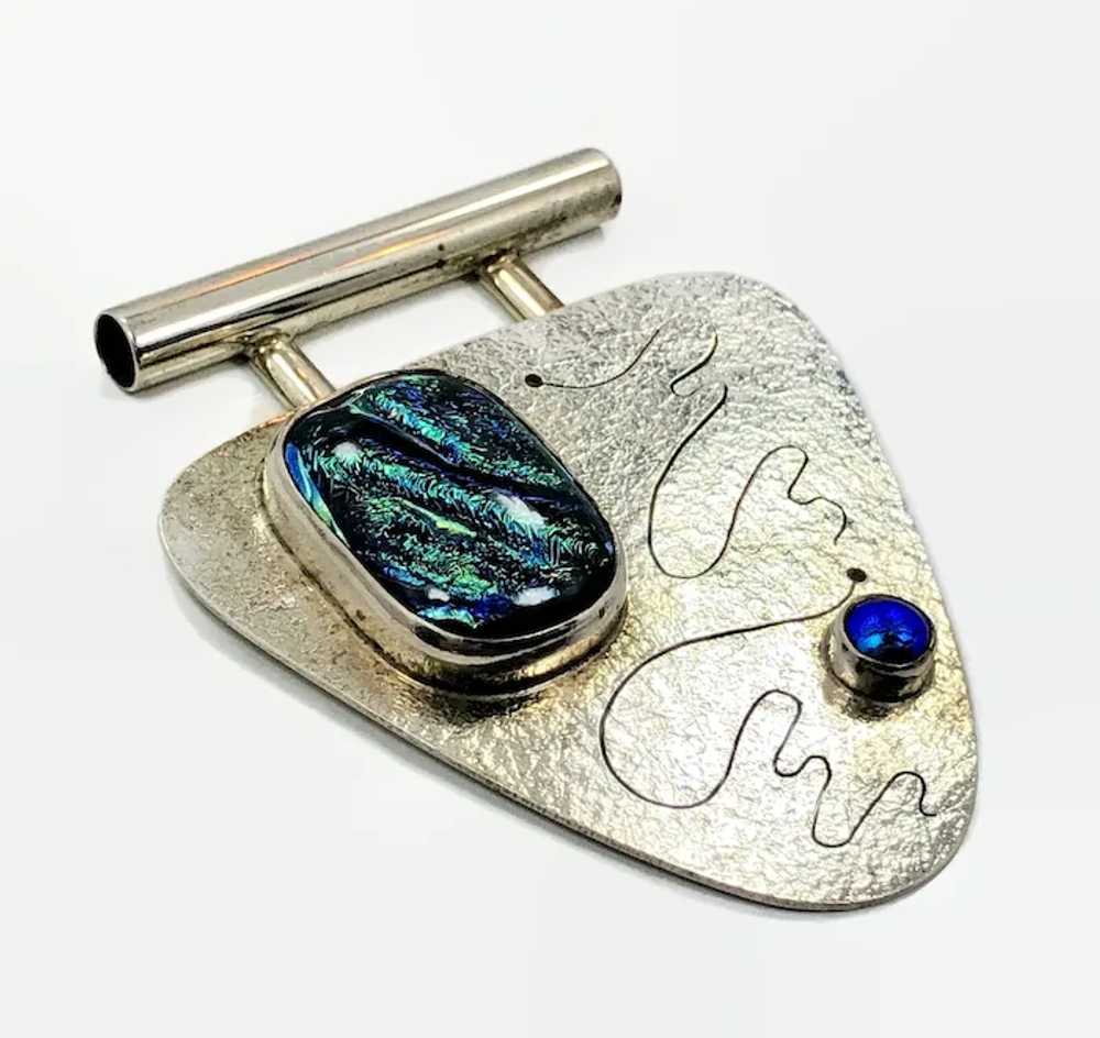 Dichroic Glass Pendant, Sterling Silver, Vintage … - image 6