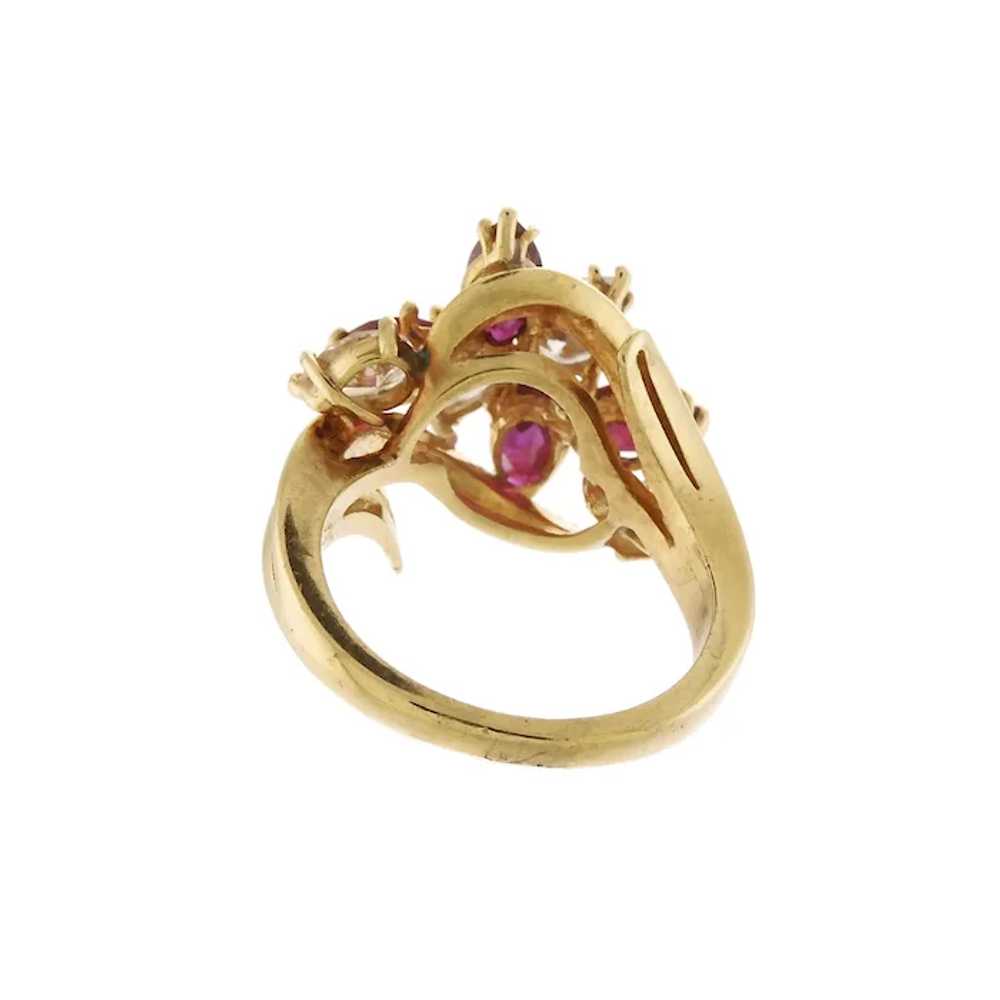 Dazzling Vintage Diamond and Ruby Cluster Ring in… - image 6