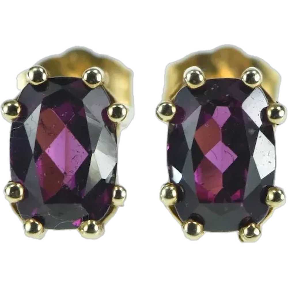 10K Purple Tourmaline Vintage Solitaire Stud Earr… - image 1