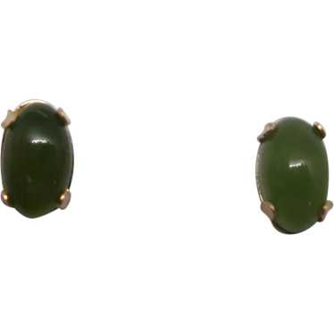 Chrysoprase Small Oval Studs 14K Gold Yellow Gold - image 1