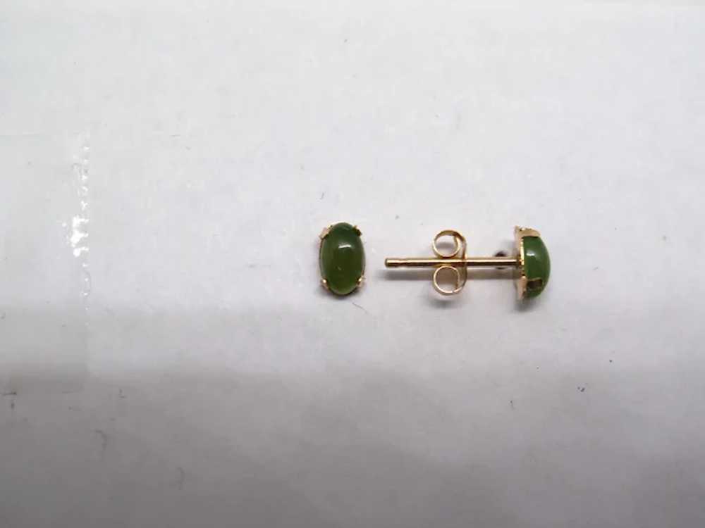 Chrysoprase Small Oval Studs 14K Gold Yellow Gold - image 2