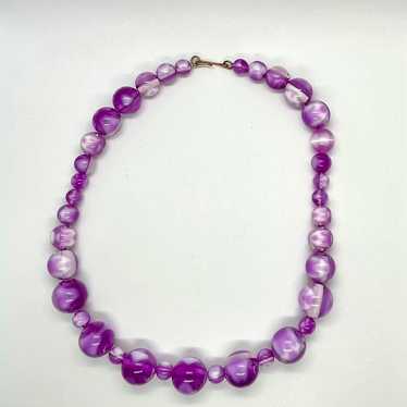 Vintage Purple and White Swirl Lucite Necklace - image 1