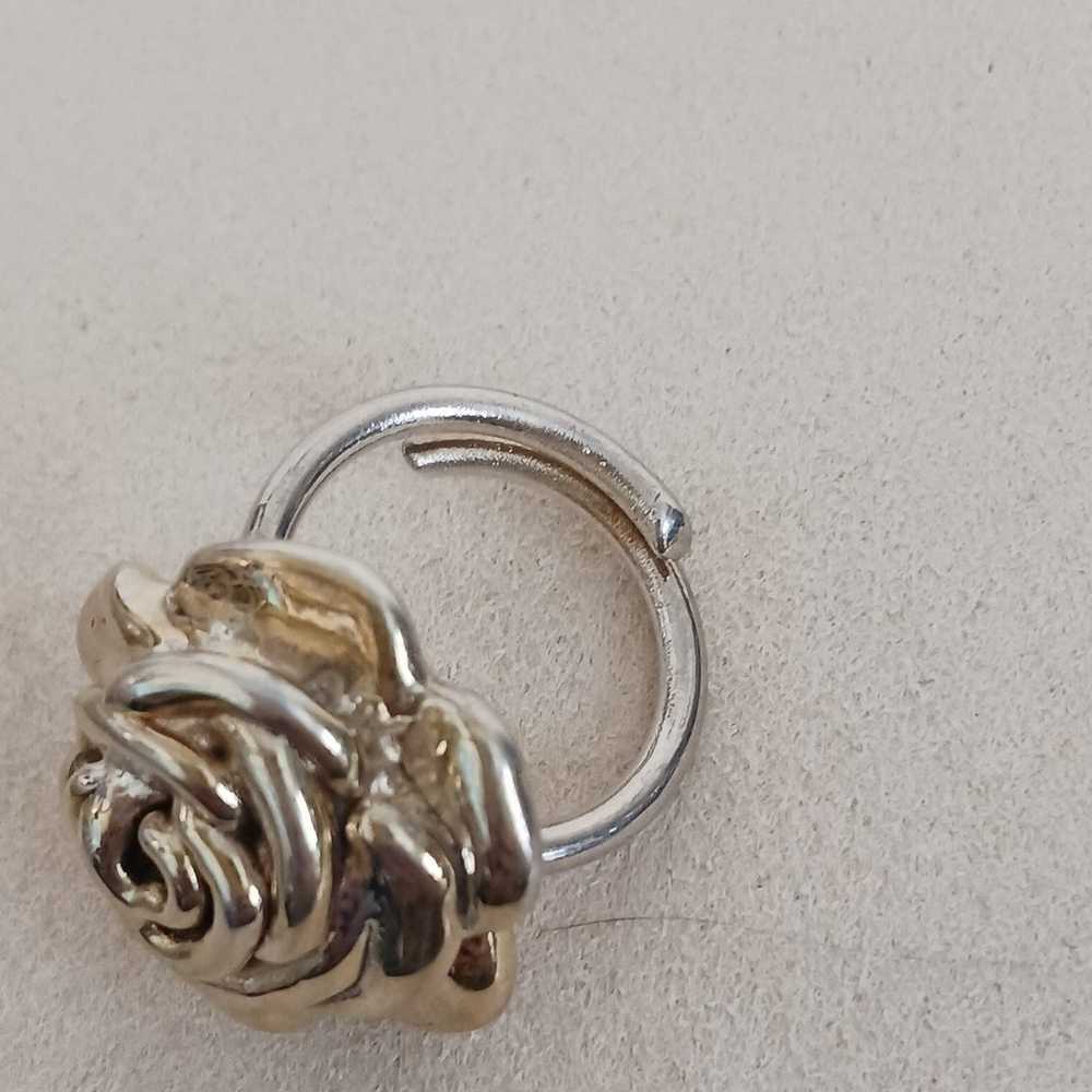 Vintage 925 sterling silver blooming rose ring si… - image 1