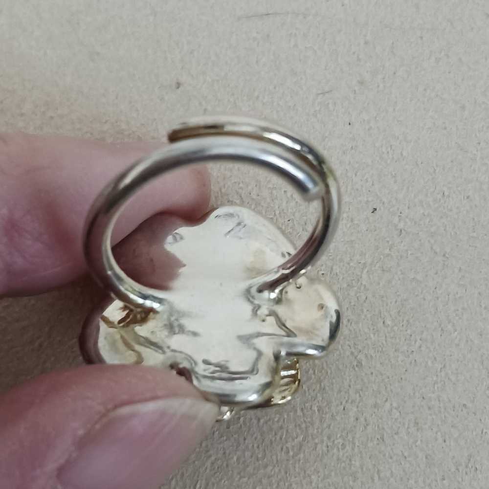 Vintage 925 sterling silver blooming rose ring si… - image 2