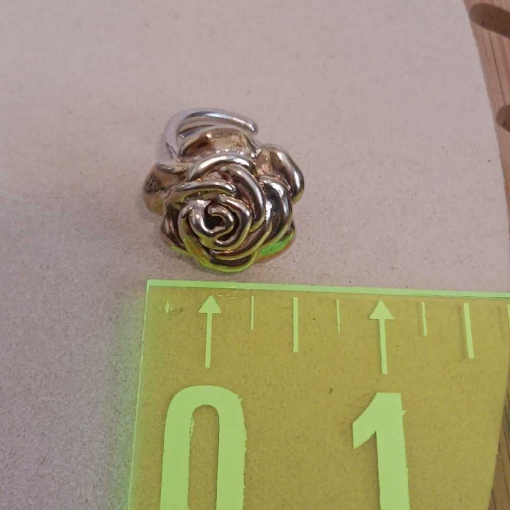 Vintage 925 sterling silver blooming rose ring si… - image 3