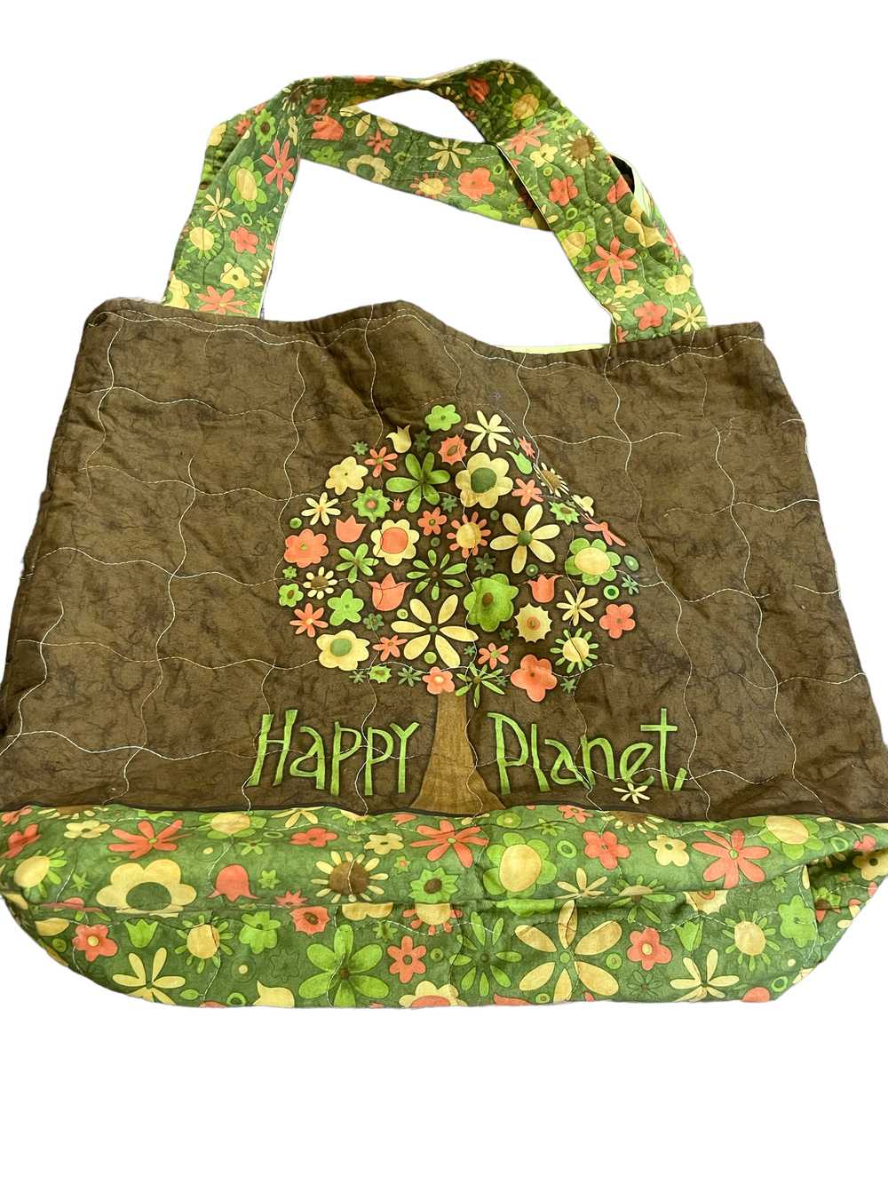 Happy Planet” handmade / homemade open top tote - image 2